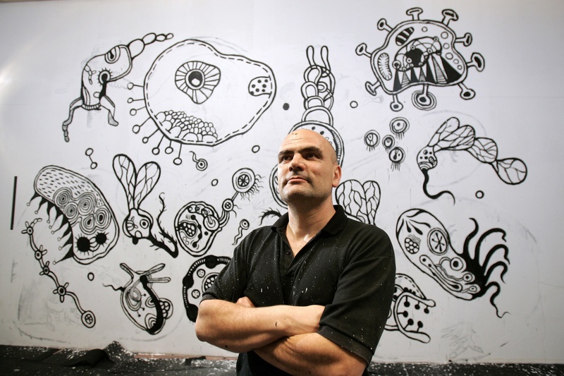 DIBUIXANT 2005. Documentary film. BACTERIA mural. Author: Marcel·lí Antúnez Roca. Photo: Carles Rodriguez.