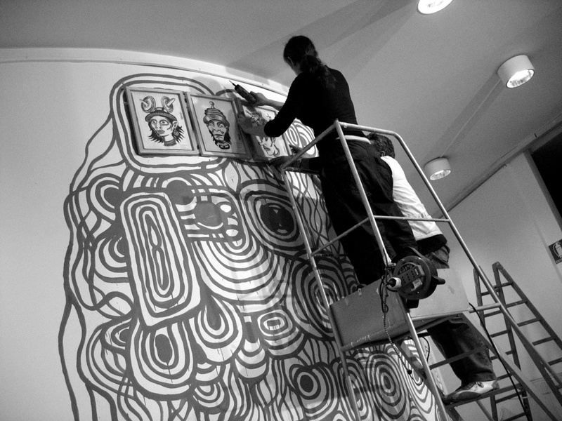 Interativita Furiosa, 2007. Exhibition. Transpermia mural. Making of. Gam Gallarate, Italy. Author: Marcel·lí Antúnez Roca. Photo: Angelo Zanella.